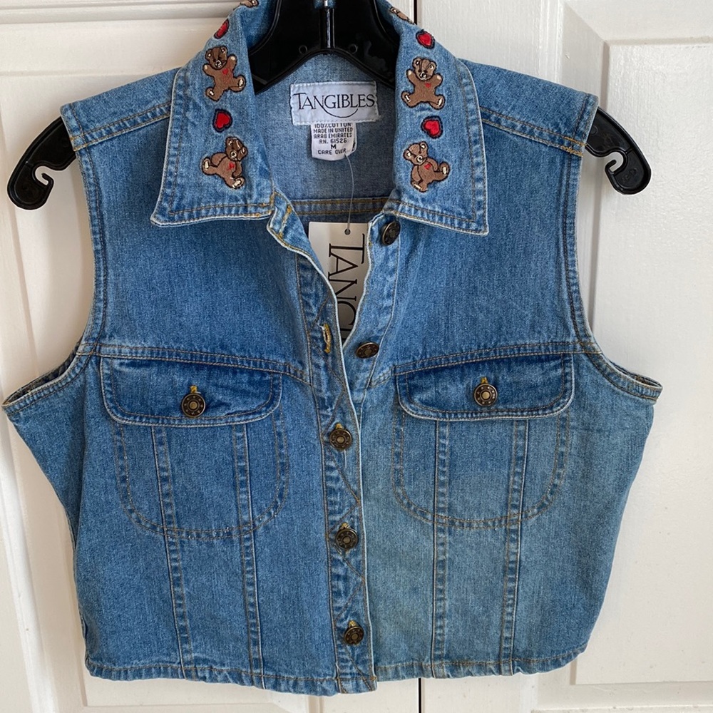 Denim Vest with Appliqués -NWT